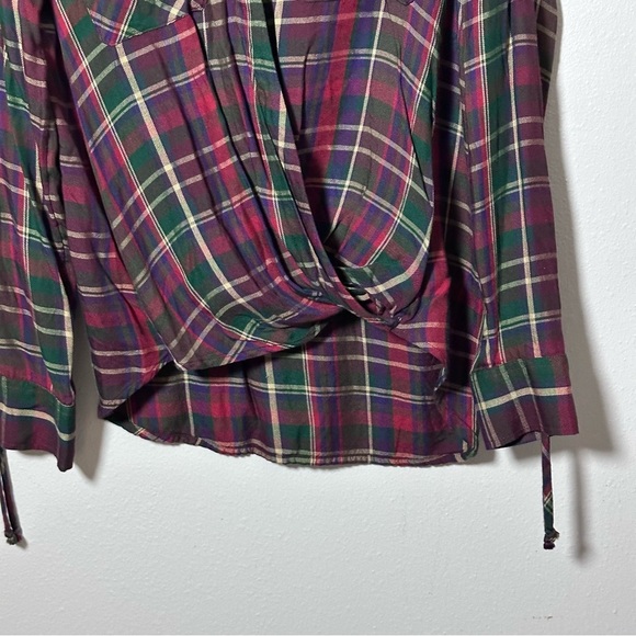 Lauren Ralph Lauren Women Plaid Blouse LongSleeve Surplice Hi-low‎ Shirt size XS - Picture 3 of 8